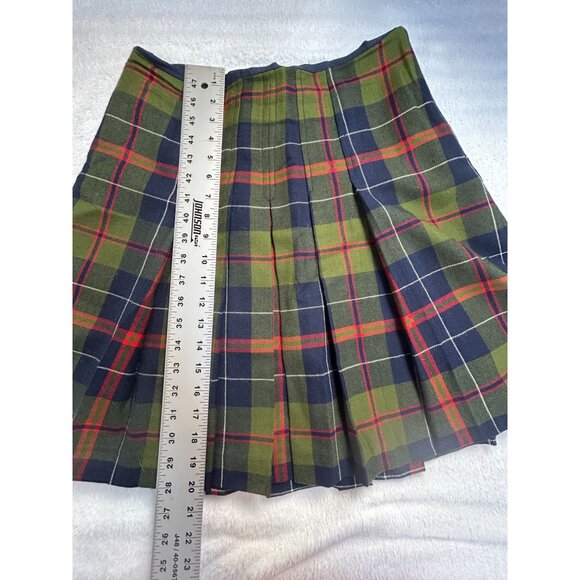 J.Crew Womens Pleated Tartan Plaid Wool Skirt Size 4 Green Navy Style 67298 - Picture 9 of 9